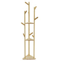 Bamboo Corner Tree Coat Rack Stand  Clothes Hanger with Hooks and Shelves