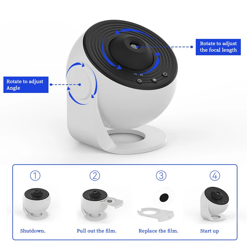 360° Galaxy Projector Lamp – Star Night Light for Bedroom & Decor